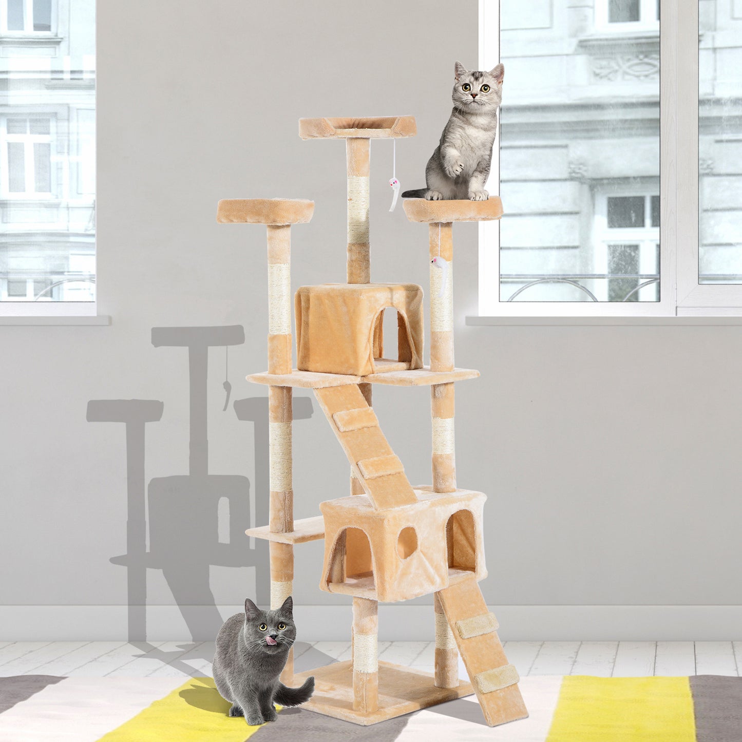67-inch Multi-Level Cat Scratching Tree