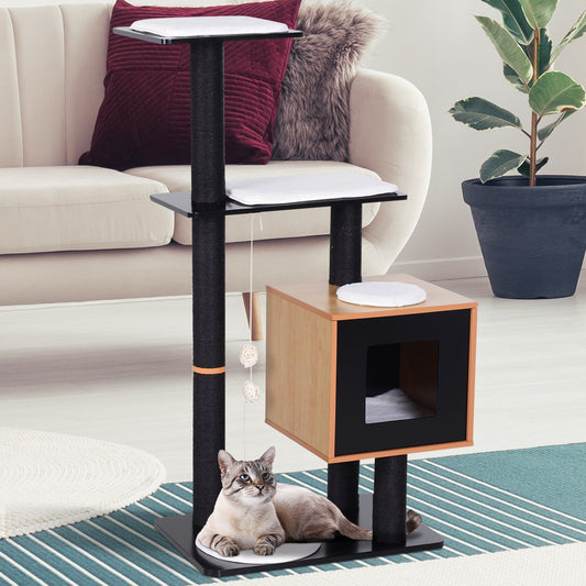 Cat Tree with Condo Scratching Post and Washable Mat