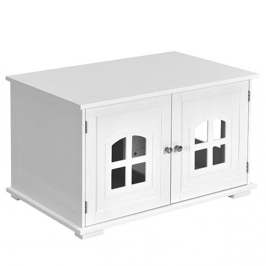 White Large Ventilated Private Divider Cat Litter Box