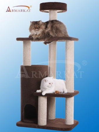 3-Level Carpeted Real Wood Cat Tree Condo