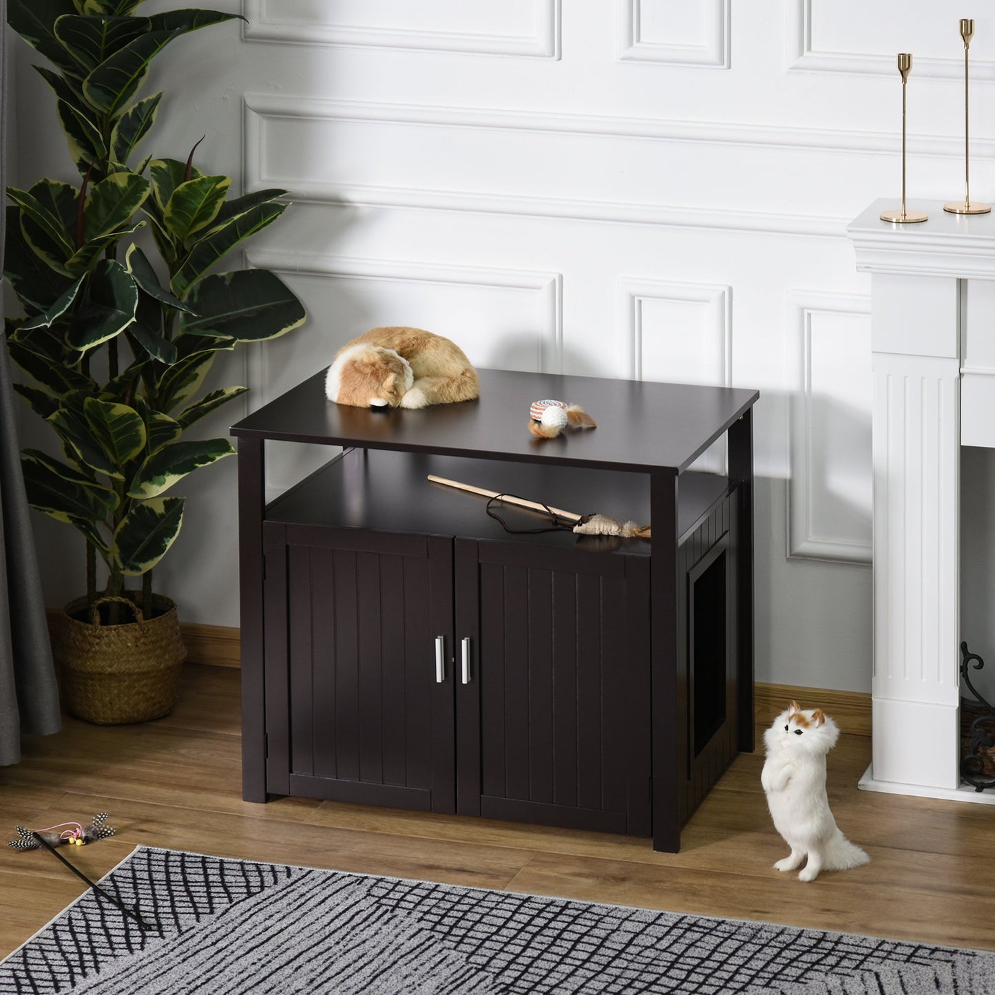 Wooden Cat Washroom Litter Box